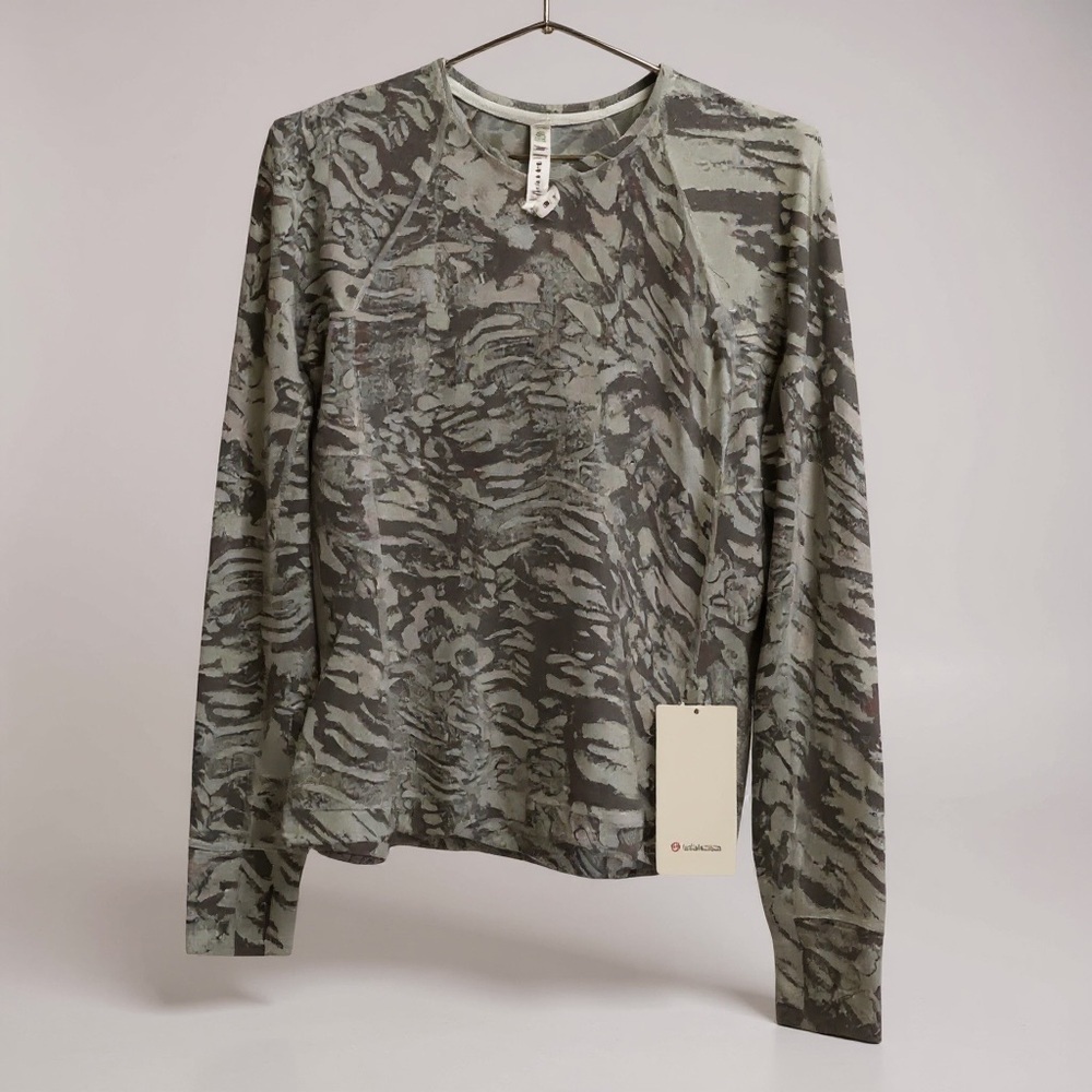 Lululemon It’s Rulu Run Long Sleeve Jacquard Top – Liquidize Camo (Size 8, NWT) - Picture 2 of 4